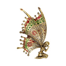 BriLove Vintage Butterfly Brooch Pin for Women Jewellery Fashion Enameled Blessing Fairy Rhinestone Crystal Brooches Multicolor Antique-Gold-Toned