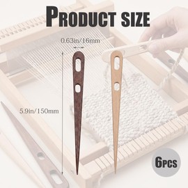 Leewoth 6pcs Nalbinding Needle, Wood Multipurpose Large Two-Eyed Yarn Needles for Weaving/Knitting Handmade Binding Tool