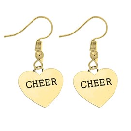 Cheer Earrings - Gold Cheer Jewelry, Gift For Cheerleaders, Cheer Teams, Cheer Moms and Cheer Coaches, Cheerleading Accessories, Stainless Steel, No Gemstone