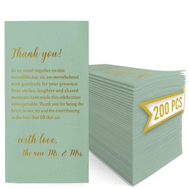 Wedding Napkins Sage Green, Wedding Napkins for Reception, 200 Pcs, Engagement Napkins, Wedding Napkins Disposable, Thank You Napkins, Rehearsal Dinner Napkins