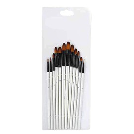 12 Pcs Watercolor Brushes, Pearl White Rod Watercolor Paint Brush Set Nylon Hair Artist Acrylic Brush for Watercolor Oil Painting[Filbert Tip]Paintbrush Sets