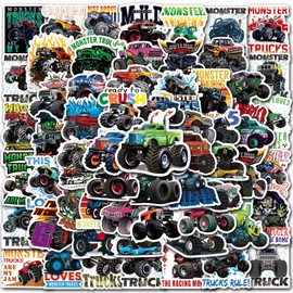 DULEFUN 100PCS Monster Truck Stickers, Truck Car Stickers for kids, Truck Stickers Waterproof for Water Bottles Skateboard Laptop Car Bike Suitcase, Monster Truck Gifts for Girls Boys Party Gifts,