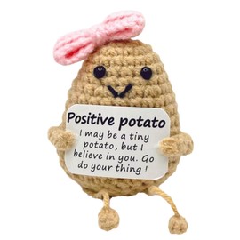 AABXX Mini Funny Positive Potato, 3 Inch Knitted Doll With Card for Cheer Up Gifts and Party Decorations, Cute Crochet Doll for Birthday Gifts