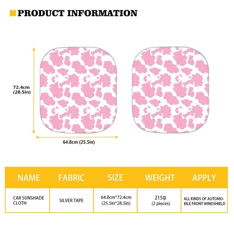 DBBXHZJY Pink Cow Print Sun Shade for Windshield Foldable Front