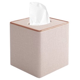 XNONE Tissue Box Cover Pu Leather Tissue Box Holder Square Tissue Organizer Napkin Dispenser for Home,Office,Restaurant,Dresser,Car,Bathroom Decor,Beige