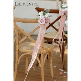 BENCENTRE Dusty Rose Wedding Aisle Decorations,Wedding Decorations Set of 10,Pew Flowers for Wedding Ceremony,Party Chair Decor with Artificial Flowers