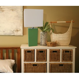 Elegant Designs LT1025-GRN-LB Modern Leather Wrapped Table Lamp for Living Room, Hallway, Entryway, Bedroom, Office, Green, with Feit LED Bulb Included