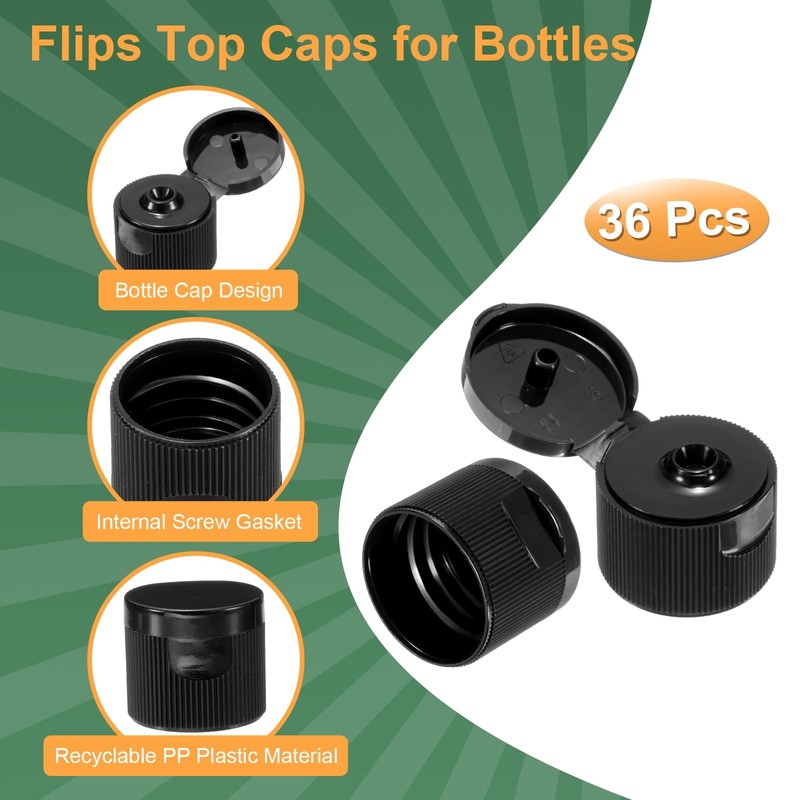 sourcing map 36pcs 28/410 Flips Top Caps for Bottles, Replacement