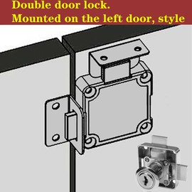 Cabinet Double Door Lock Cabinet Drawer Lock Safety Lock [Keyed Alike] Double Latch Door Lock [Mounted on Left Side Door]. for (3/5"-/15mm -7/8"-/22mm) Door Panels (1 Pack)