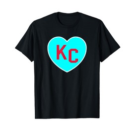 Cool KC Teal Heart Kansas City Teal Blue/Red KC Kansas City T-Shirt