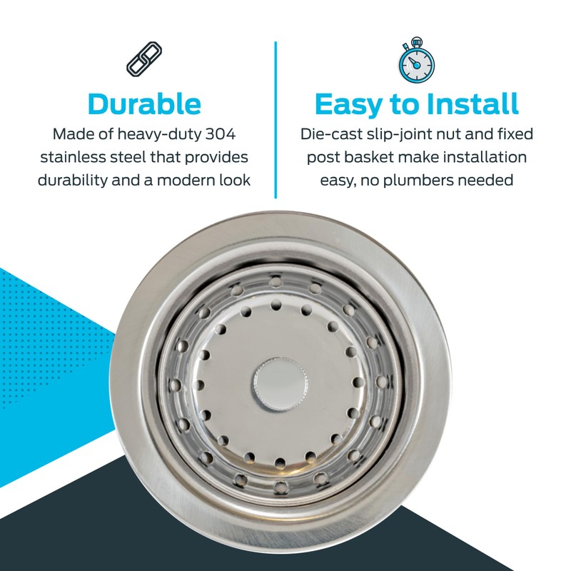 EZ-FLO Kitchen Sink Strainer with Die-Cast Slip-Joint Nut, Fits 3-1/2