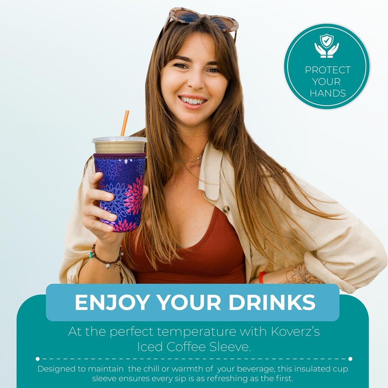 Koverz Iced Coffee Sleeve, Insulated Neoprene Cup Sleeve, Fits a