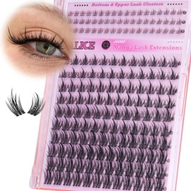ALICE Manga Lash Clusters Clear Band with Bottom Eyelash Clusters Anime Cluster Eyelash Extensions Wispy Natural Lash Extensions Thin Band 174pcs 6-18mm Individual Lashes DIY at Home