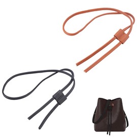 WADORN 2 Pieces 2 Colours PU Leather Drawstring for Bucket Bag 100 cm Removable Leather Pull Strap for Shoulder Bag Drawstring Bunche Accessories (Black + Brown)