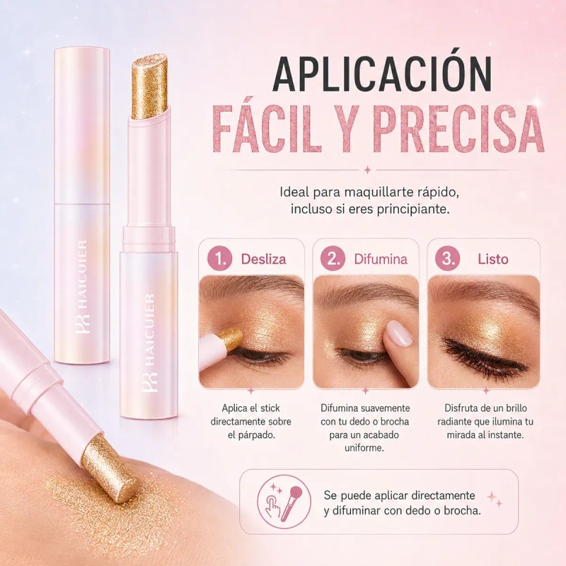Sombra En Barra Dorada Glitter Para Ojos Haculier