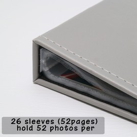 Cherrich Small Photo Album 5x7 52 Pockets Leather Cover Picture Book Holds 5x7 Photos for Wedding, Baby, Family, Graduation