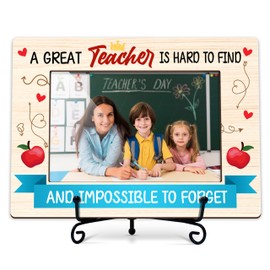 ISOVF Teacher Picture Frame, Teacher Photo Frame With Stand, Teacher Appreciation Gifts, A Great Teacher, Wood 4x6 Picture Frame for Desk Display(A05)