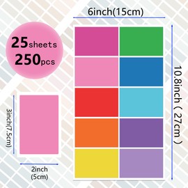 Vuzvuv 250 Pieces Colored Label Sticker in 10 Colors,3 x 2 Inch Self-Adhesive Color Coding Labels for Inventory School Classrooms Offices（Rainbow Series）