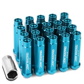 DNA MOTORING LN-ZTL-9014-15-LB 20Pcs M12 x 1.5 Aluminum Alloy Open End Wheel Lug Nuts w/Deep Drive Extension, Light Blue, 25mm OD/90mm H