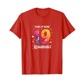 19 Years of Being Remarkable Birthday Gift T-Shirt, Men, Red