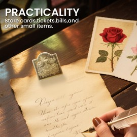 ANATTASOUL Journal Clip Vintage Phone and Rose Metal Travelers Notebook Clip, Decorative Heavy Duty Brass Journal Page Holder Clips for Book, Paper, Bookmark