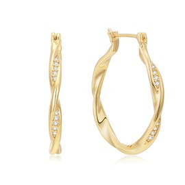 14K Gold Hoop Earrings for Women Large Earring Hoops Thick Hoop Earring Twisted Wave Gold Earrings 30MM