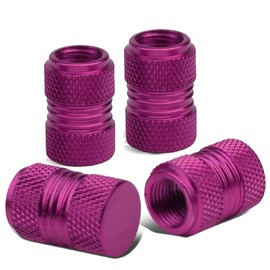 Auto Dynasty 17mm Knurled Style Anodized Aluminum Purple Tire Valve Stem Caps (Pack of 4)