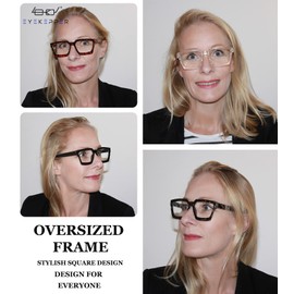 Eyekepper Gafas de lectura bifocales para mujer – Elegantes lectores bifocales lente transparente marco de gran tamaño, negro +3.00