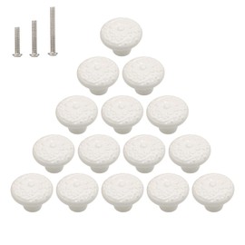 HUAMULAN 15 PCS Cabinet Knobs Glossy Ceramic Dresser Mushroom Table Drawer Cupboard Pull Furniture DIY Wardrobe Solid Color Vintage Handle,with 3 Size Mounting Screws