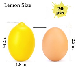 BigOtters 20PCS Small Artificial Lemons, 2.4 x 1.8 Inch Fake Lemons for Fake Fruit Bowl Lemonade Party Decor Photo Props
