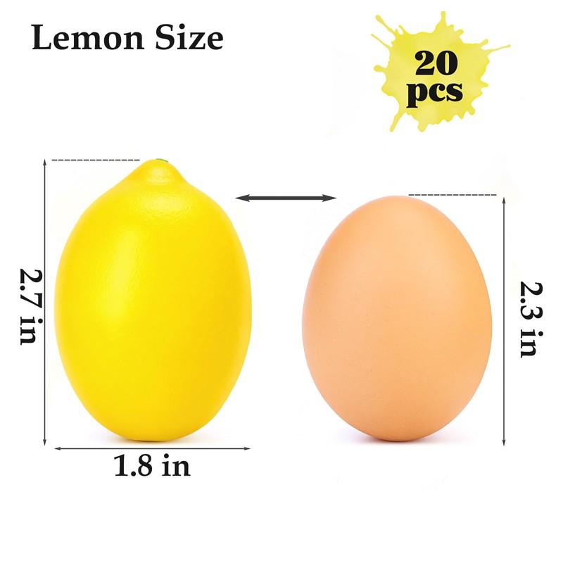 BigOtters 20PCS Small Artificial Lemons, 2.4 x 1.8 Inch Fake