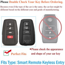 SANRILY PU Leather 3/4 Button Key Fob Cover Fit for Toyota RAV4 Camry 2021 2020 Avalon C-HR Prius Corolla Highlander GT86 Keyless with Leather Keychain Black-Green