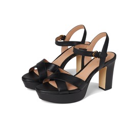 Cole Haan Women's Riannon Platform Sandal Heeled, Black Leather, 7.5