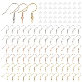 Unbranded 150 pcs 304 Stainless Steel Earring Hooks - Perpendicular Loop - 22mm - 3 Colors