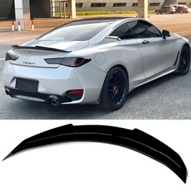 MUTUSAISI Rear Trunk Spoiler Wing Compatible with Infiniti Q60/ Q60S Pure Luxe Red Sport 400 2-Door Coupe 2017-2022 Gloss Black High Kick Duckbill PSM Style Lip Accessories