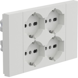 Electraline 22108 Multipresa da incasso Quadra 4 Posti Universali P40, compatibile con tutte le scatole da incasso 3 e 4 posti (muratura o cartongesso), Bianco