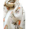 The Olive House® Womens Christmas Winter Robin Bird Scarf Cream