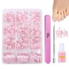 Fake Toe Nails Set - 240PCS Short Square French False