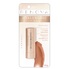 Bálsamo labial Renova, color Caramelo (traslucido 4.8g), con Ácido Hialurónico