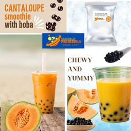 BUBBLE TEA SUPPLY 40-45 drinks of Boba Powder Variety for Tapioca Pearls Fruit Milk Tea Bubbles Instant flavored drinks with brown sugar boba CANTALOUPE