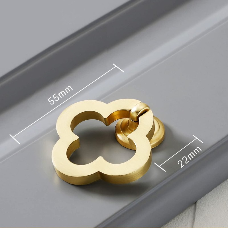 Newsmy 4 Pcs Flower Drop Ring Drawer Cupboard Knobs, Solid