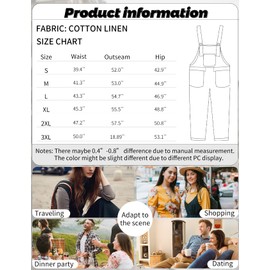 Gihuo Women's Fashion Baggy Loose Linen Overalls Jumpsuit Oversized Casual Sleeveless Rompers with Pockets (03Blue-M)