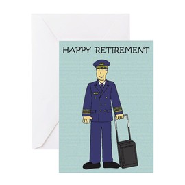CafePress Happy Retirement Pilot Greeting Cards Folded Greeting Card Matte