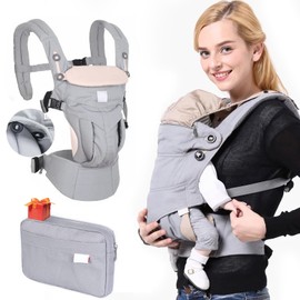 Cangurera para Bebé, Portabebés Ajustable Portátil,Ergonómico,Mochila Portabebés con Bolsa de Almacenamiento Cader y Sombrero para El Sol, Adecuado para Todas Las Estacionecon, Apto para Niños de 0-36 Meses((Hasta 30 kg)