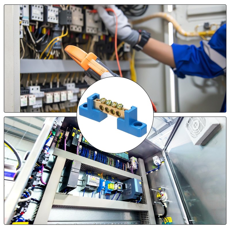 Sourcing Map 5 Pcs Brass 4 Position Ground Bus Bar