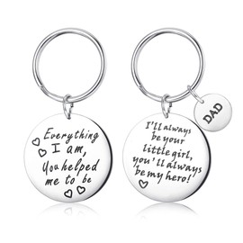 KALVICA Men's Father's Day Gift, Stainless Steel Keyring with Lettering, Gift for Dad Men, Pack of 2, Stainless Steel