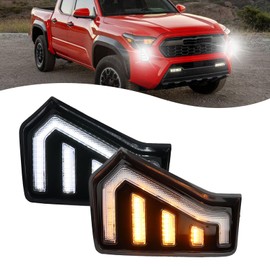ZDEERAOTO LED Front Headlight Side Marker DRL Amber Sequential Turn Signal Fog Light Feature Kit for Toyota Tacoma 2024 Replacement Grille Cover Air Vent Trim Accessories
