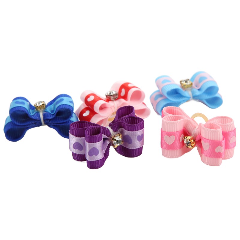 20pcs Pet Hair Bows Dog Grooming Bows with Rubber Bands