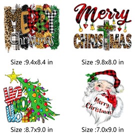 AMONEYLS Parche de transferencia de calor de Feliz Navidad para diseño de ropa, árbol de Navidad, Papá Noel, calcomanías de prensa de calor, 8 unidades