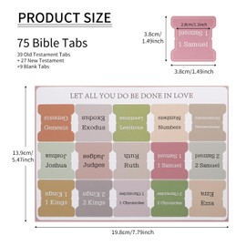 Bible Tabs,75 tabs Bible Index Tabs,Laminated Bible Tabs,Bible Divider Tabs, Easy to Read and Apply Bible Tabs for Women and Man.